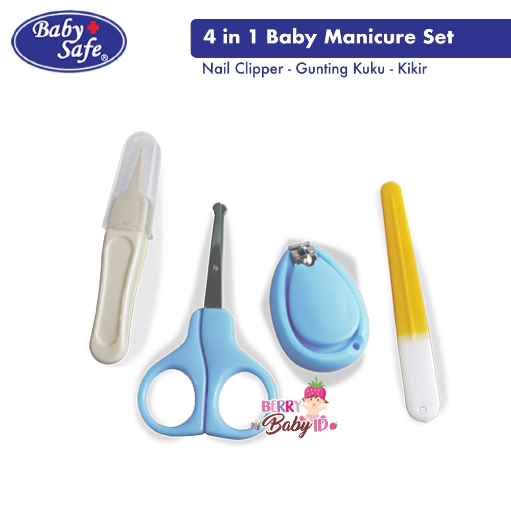 Baby Safe Paket 4-in-1 Manicure Set Gunting Kuku Bayi Nail Clipper Pinset dan Kikir BBS042 Berry Mart