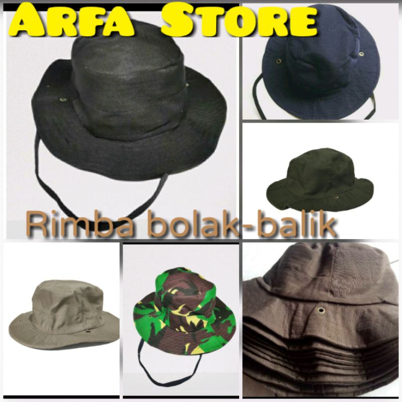 Topi Rimba Bordir Nama / Rimba polos / Topi Hiking / Topi Hutan