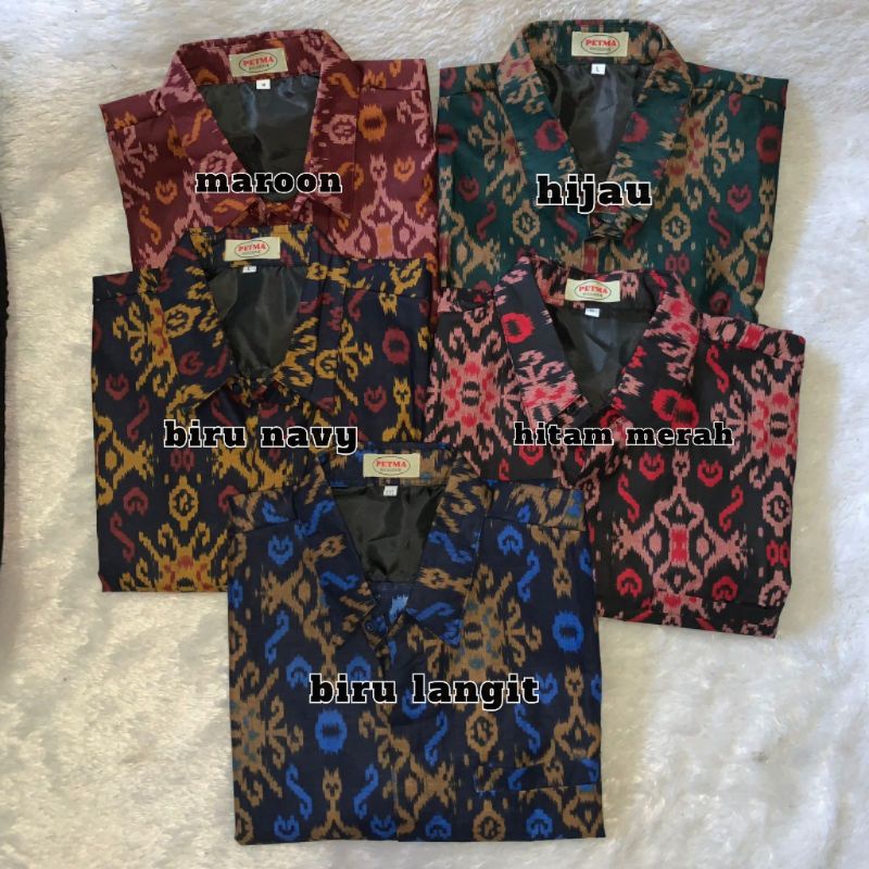 Kemeja Endek Pria Lengan Panjang Motif Rantai PREMIUM