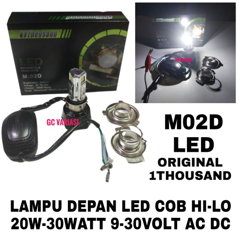M02D 1THOUSAND LED ORIGINAL LAMPU DEPAN MOTOR 3SISI HI-LO 20W-30WTT 9-30VOLL AC DC/LAMPU UTAMA MOTOR