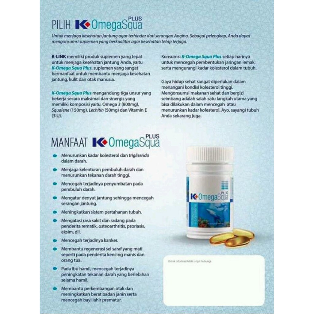 Omega Squa Plus K Link Asli Original Bpom Omega 3 Plus Squalene Minyak Ikan Hiu Original Product Indonesia