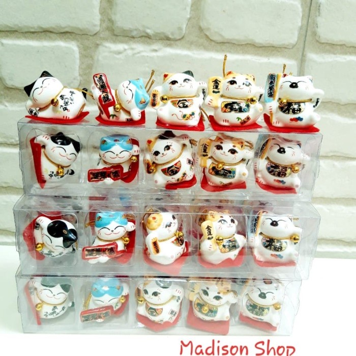 MANEKI NEKO KUCING HOKI MINI SET 5 ( B ) SOVENIR KADO UNIK Harga Grosir Termurah