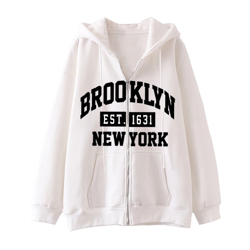 Jaket Hoodie Sweater Jumper Brooklyn 1898 New York Hoodie Zipper Wanita Oversize Polos Hoodie Ziper Wanita Oversize Murah Hodie Zipper Sweater Wanita Korean Style  Hoodie Wanita Oversize Fleece Tebal Sweater Zipper Sleting Hoodie Resleting Wanita Oversize