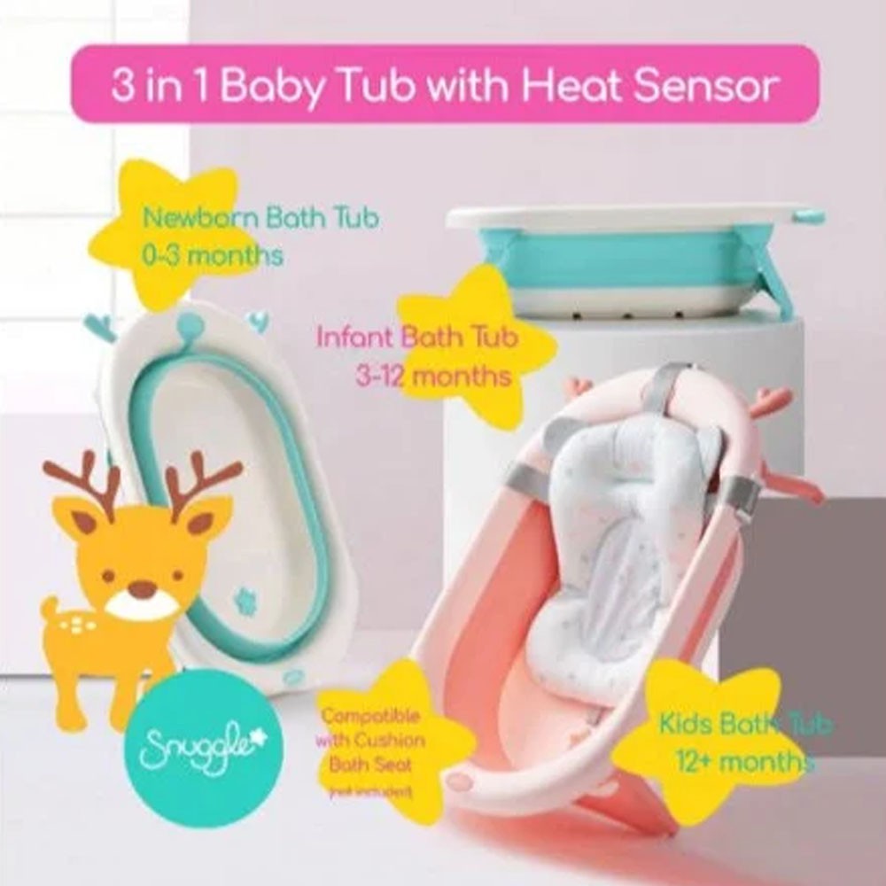 Snuggle Instant Folding Baby Bath Tub with Heat Sensor 3in1 CR8836 Bak Mandi Bayi