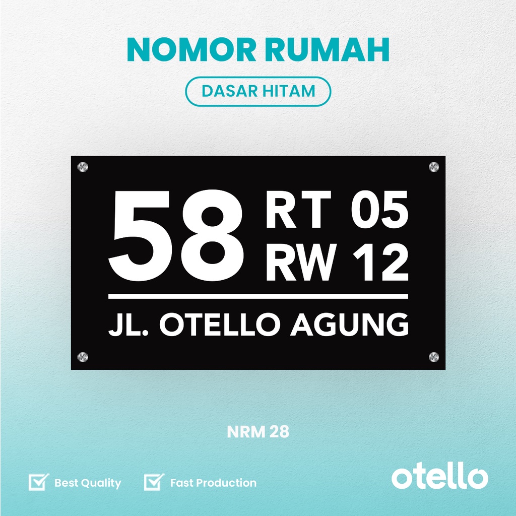 Nomor Rumah Akrilik Custom Nomer Acrylic 3D Timbul Lasercutting Otello Papan Alamat Rumah NRM 28