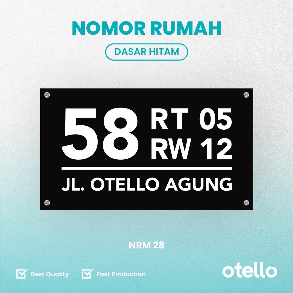 Nomor Rumah Akrilik Custom Nomer Acrylic 3D Timbul Lasercutting Otello Papan Alamat Rumah NRM 28