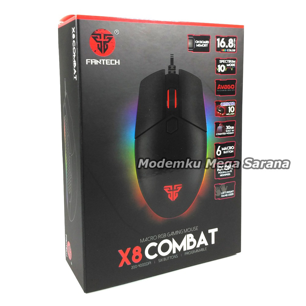 Fantech Mouse Gaming X8 Combat Macro RGB With Memory