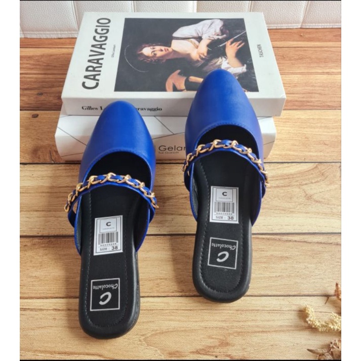 ABBUSHOES UR 02 sendal bapau flat shoes  rantai sol karet 2cm