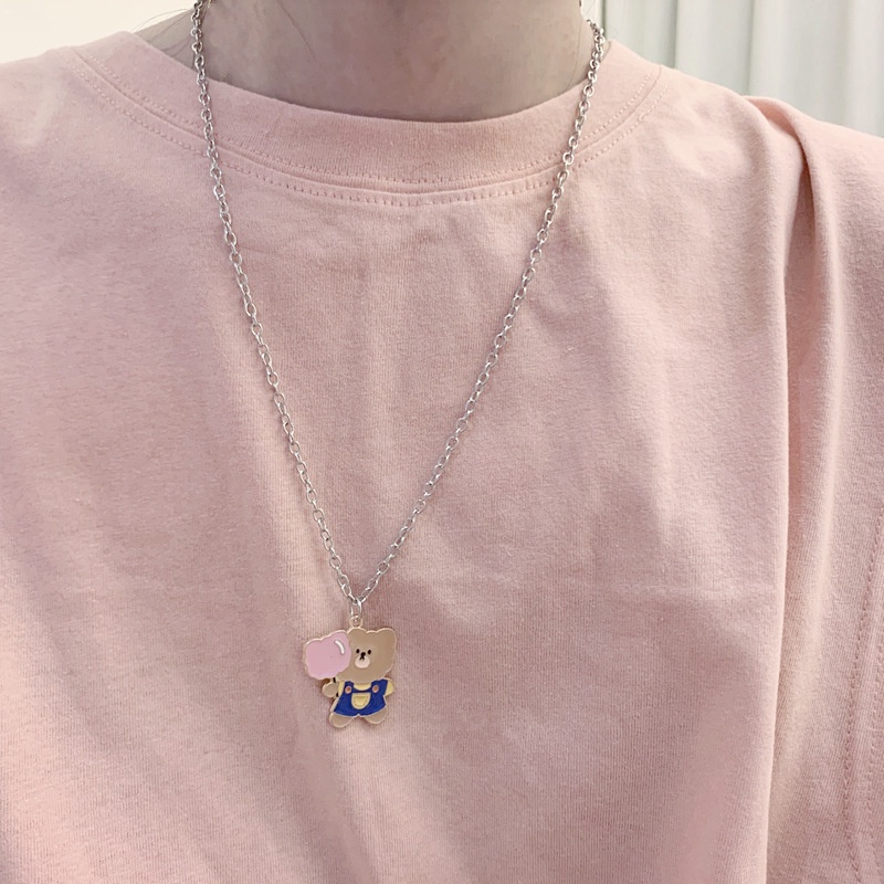 Kalung Rantai Liontin Beruang Marshmallow Gaya Korea Untuk Wanita