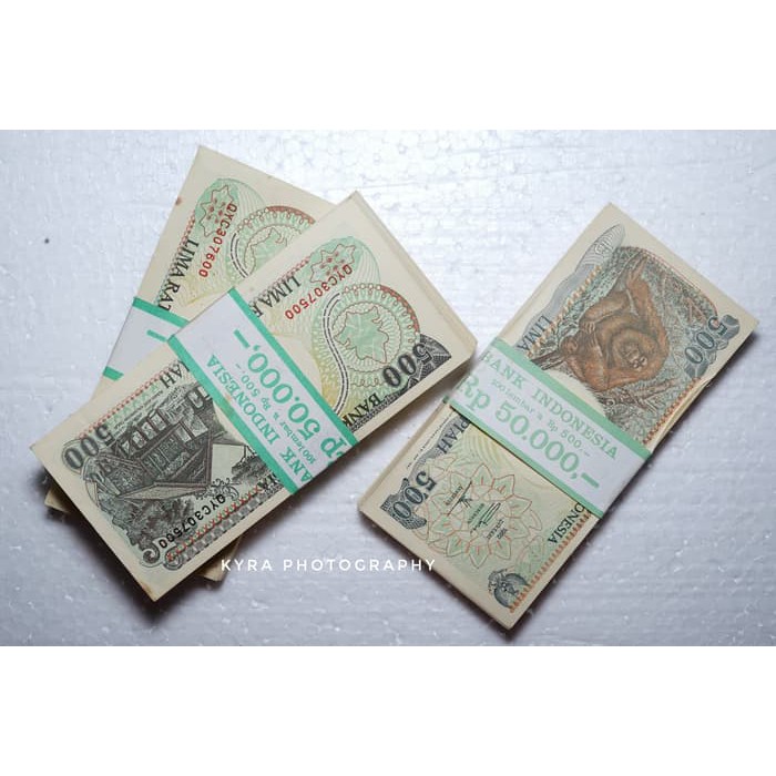 Unik Uang Kuno Rp 500 Orang Utan Tahun 1992 Berseri (1 gepok) Limited