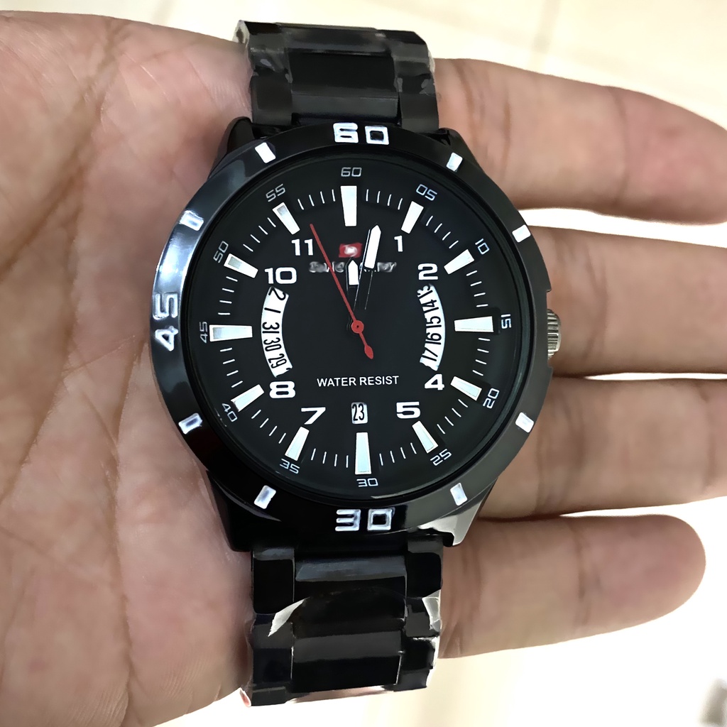 Jam Tangan Fashion Pria - Tali Rantai Stainless Steel  Tanggal Terbaru