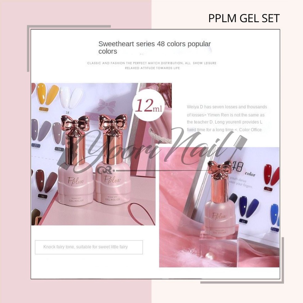 PPLM Sweetheart gel 12ml colors set kutek set nail gel paket gel polish kutek