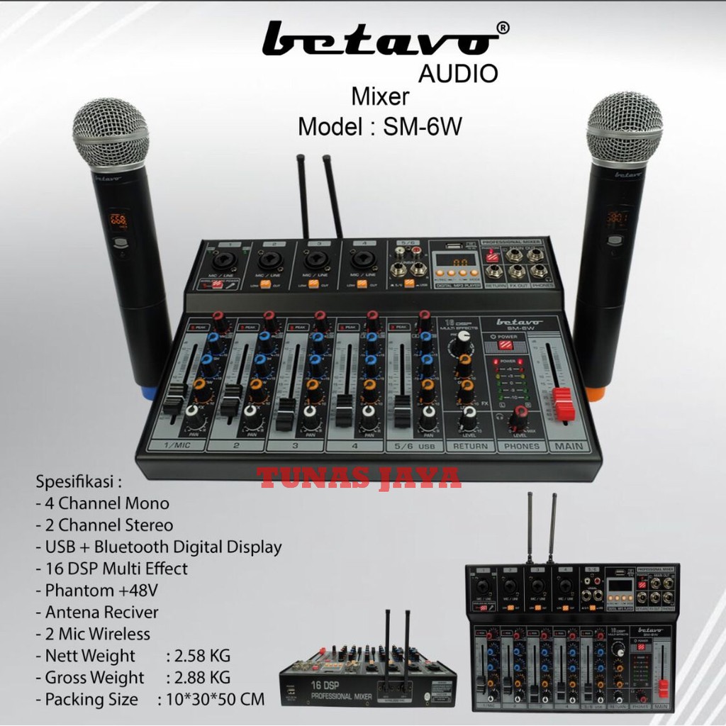 MIXER AUDIO BETAVO SM-6W - BETAVO SM6W - SM 6W PLUS 2 MIC