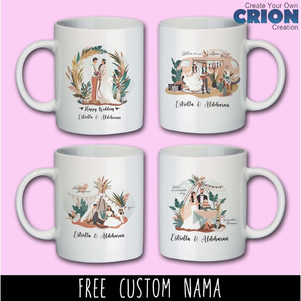 Mug Custom Nama Wedding Series - Hadiah/Souvenir Custom - By Crion