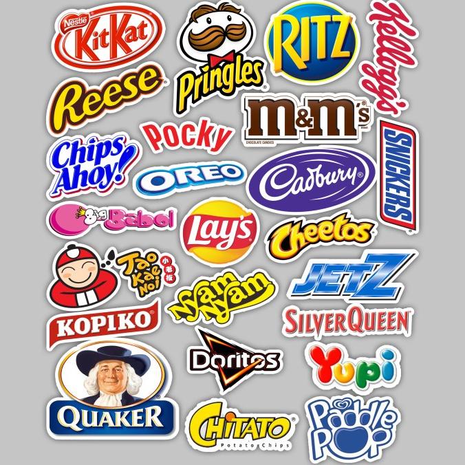 

(BISA COD) STICKER PACK SNACK BRAND LOGO HIGH QUALITY [24 PCS] BERKUALITAS Kode 71