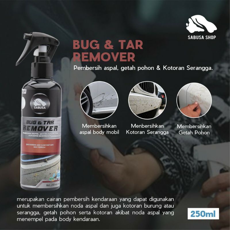 SABUSA bug tar remover cairan pembersih body mobil motor pembersih aspal getah kotoran serangga