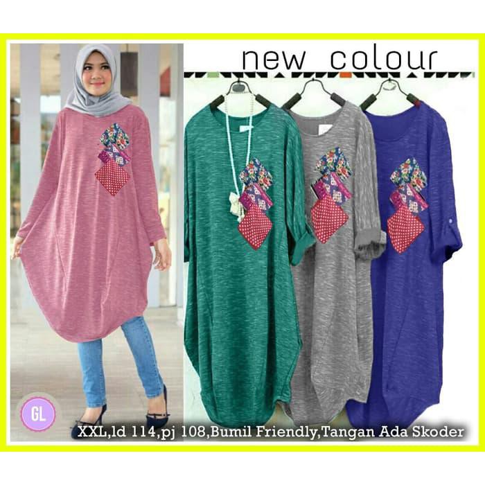 51464 jumbo devina/baju tunik/atasan muslim wanita/baju muslim murah