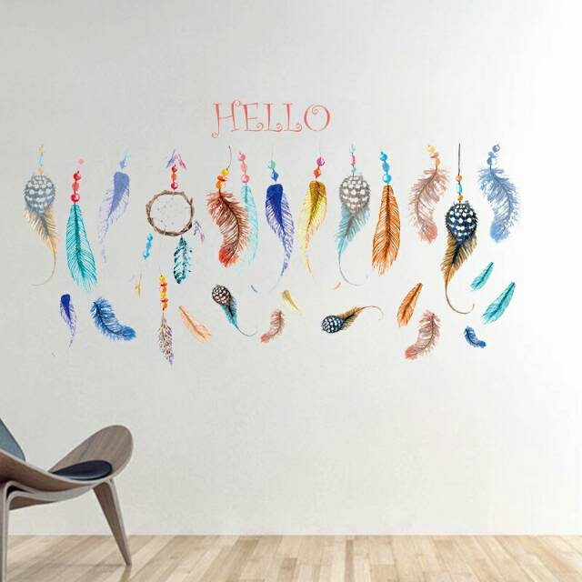 RELIZA WALL STICKER DREAM CATCHER DREAM DREAMCATCHER BULU HELLO STIKER DINDING SK7036