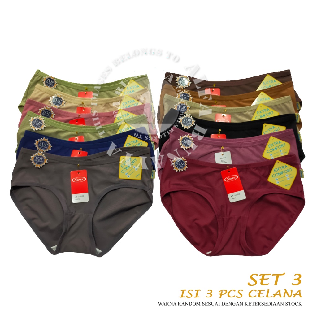 3 Pcs Celana Dalam Wanita SOREX 15020 - MINI Cutting - Extra Comfort CD Underwear - Pakaian Dalam Wanita Katun Cotton