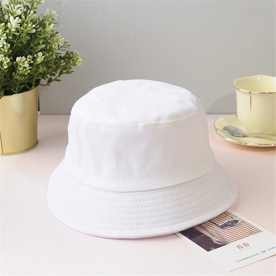 Topi Bucket Bulak Balik / Bahan Dobel Bisa Bolak-Balik-Putih