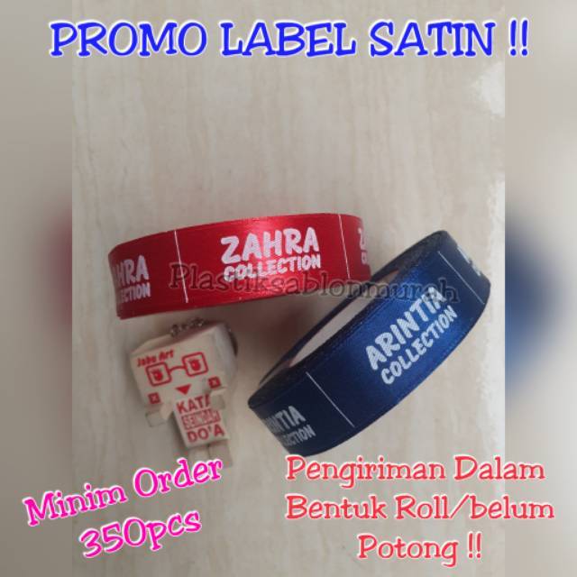 

Label pita satin label baju label hijab Free desain ukuran 1,2cm - 4cm