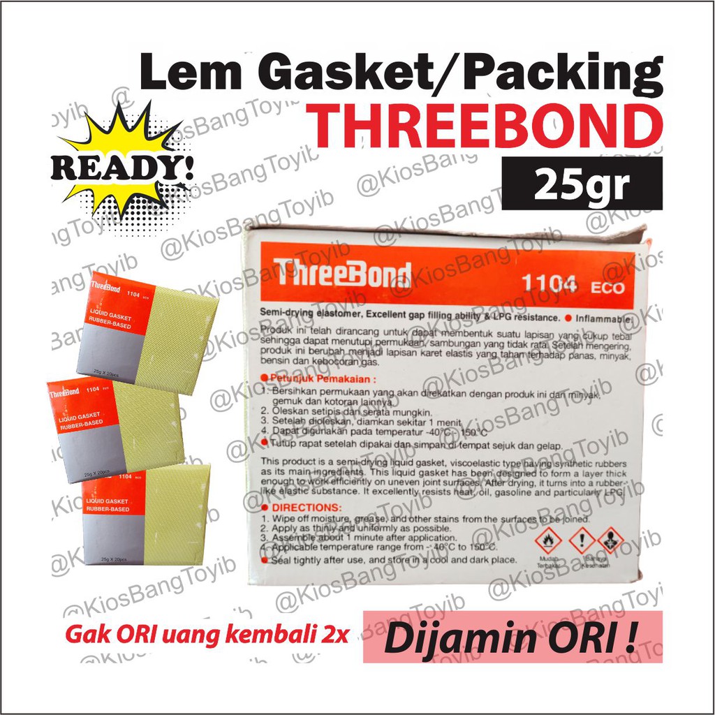 Lem Perekat Gasket Packing Paking Cair Threebond 1104 Kemasan 25gr Liquid Gasket (ORI)