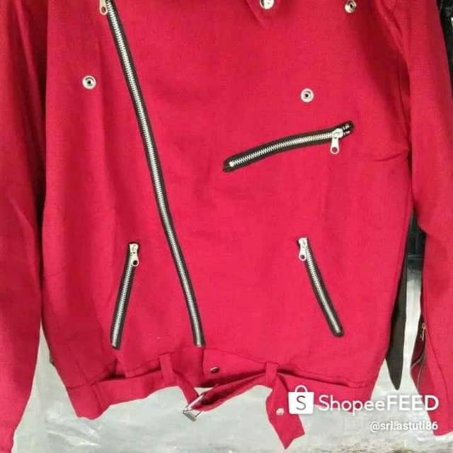 Jaket ramones jaket dobel kerah bahan kain corduroy