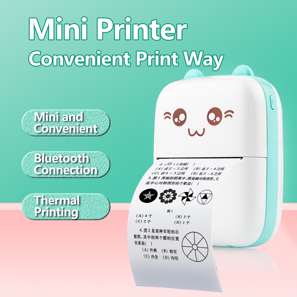 【COD】Portable Mini Thermal Printer Bluetooth Printer Tanpa Tinta  Termal Printer Label Receipt Barcode Printer