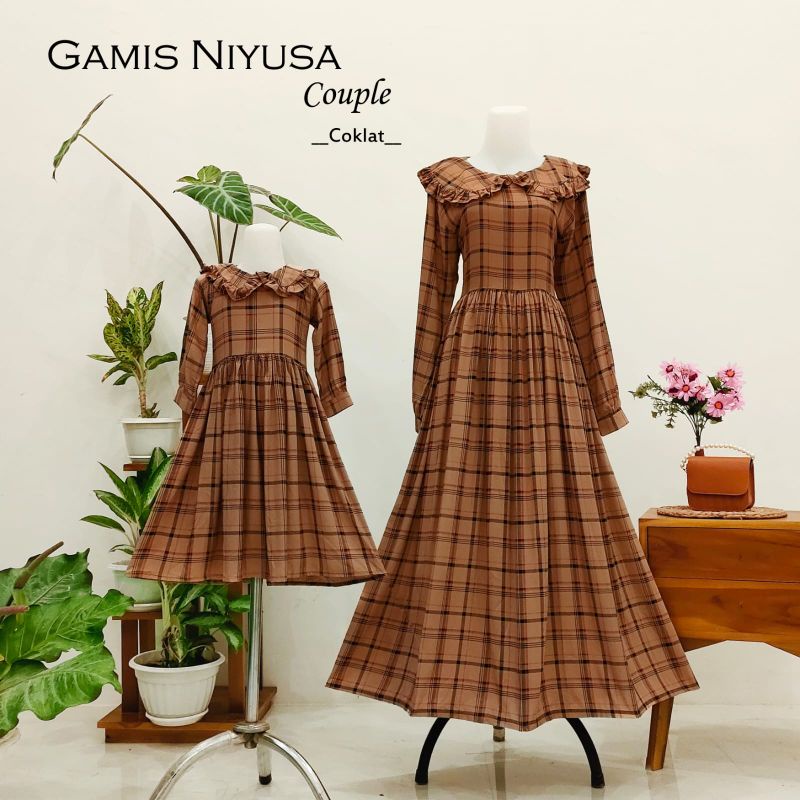 Gamis Motif Kotak/Gamis Bahan Katun/Gamis Couple