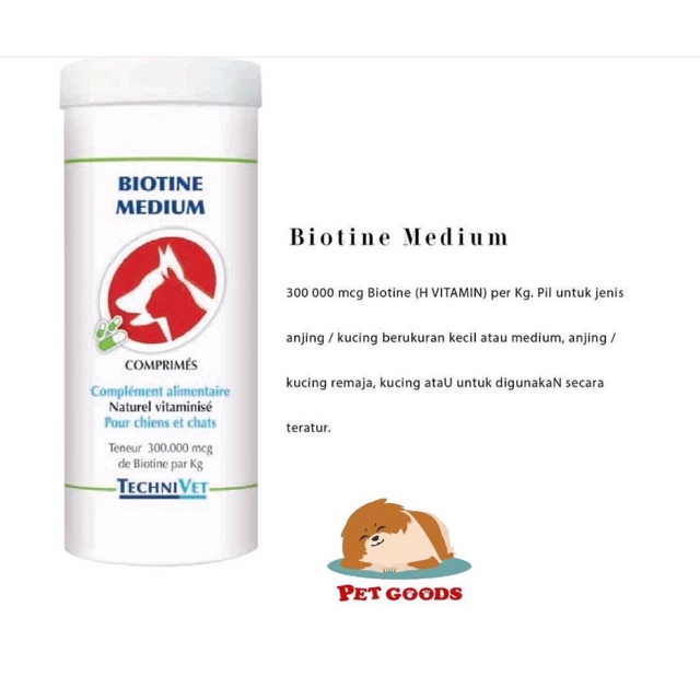 Technivet Biotine Medium 30 Tablet Vitamin Bulu Anjing Kucing