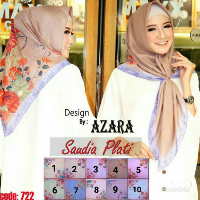 Segiempat Azara Platinum Katun Motif Signarica Eksklusif Jilbab Hijab Scarf Square Muslimah