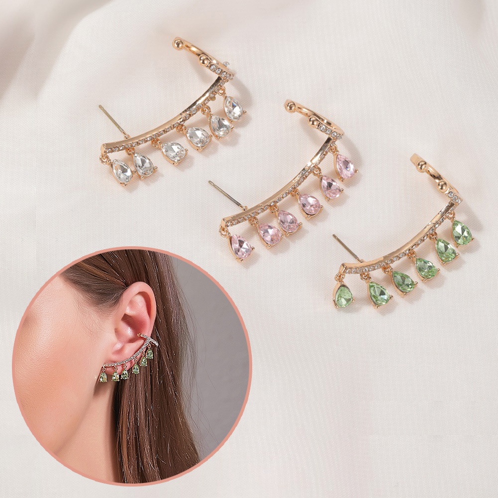 1pc Anting Tusuk Gantung Temperament Desain Tetesan Air Hias Kristalzircon Untuk Wanita