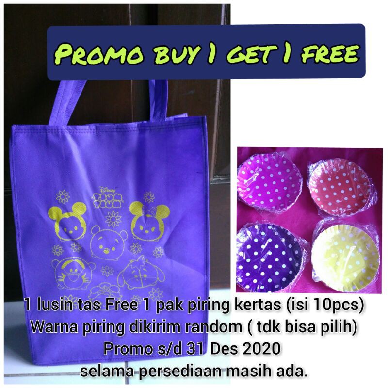 

PROMO !! FREE piring kertas. Tas spunbond goodie bag ultah anak 25x10x35 cm tipis murah