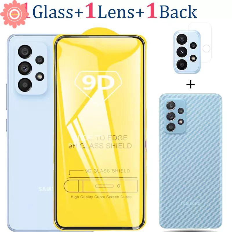 3 in 1 Tempered Glass Pelindung Layar Samsung A23 A12 A22 A32 A72 A52 A11 A02s A20 A10 S21FE S20 FE A53 A03 Core A73 M23 A71 A51 A30 A22S A21s A03s A21s