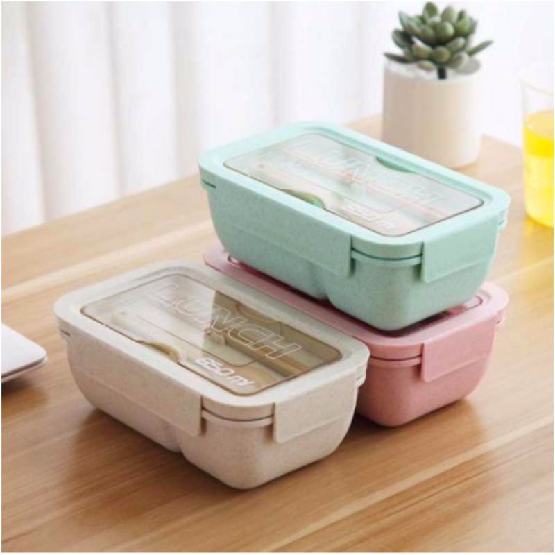 Lunch Box Gandum 1100ml Transparan/ Kotak makan Gandum 1100ml/tempat makan transparan