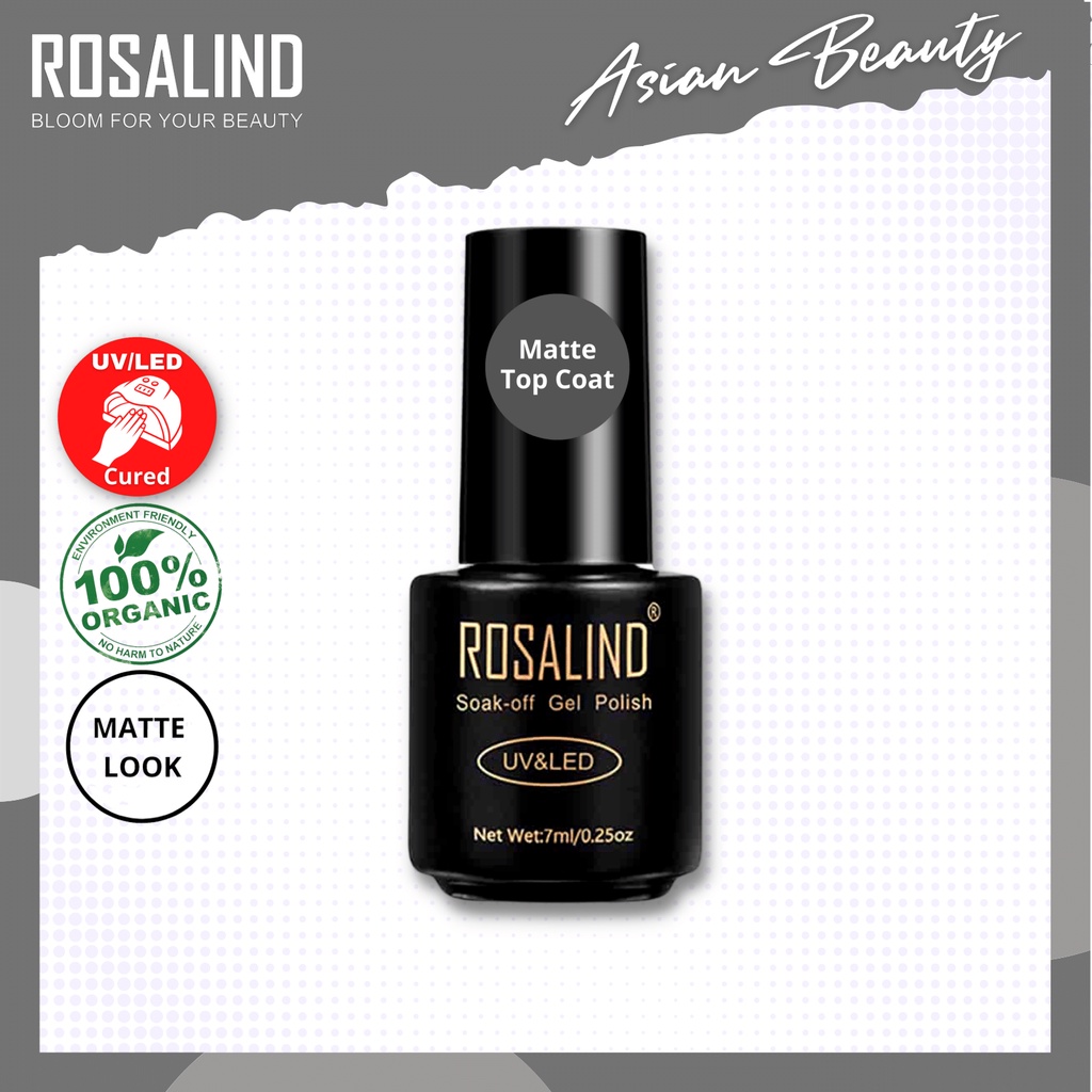 ~AB~ ROSALIND Base Coat dan Top Coat Nail Gel UV LED / Kutek / Cat Kuku