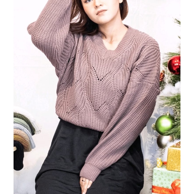 Sweater Rajut ZENIE OVERSIZE | Type 3 Get | Rajut TEBAL Premium | Sweater Rajut