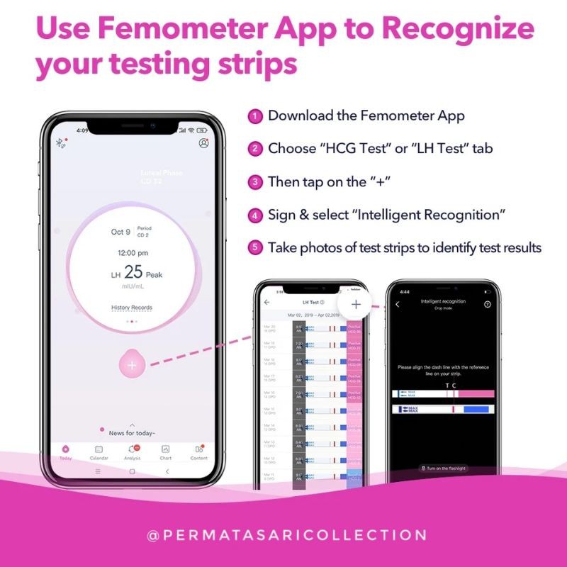 Ovulation LH Test Strip Pack Alat Tes Ovulasi Kesuburan Masa Subur Wanita Pink Ovutest Femometer