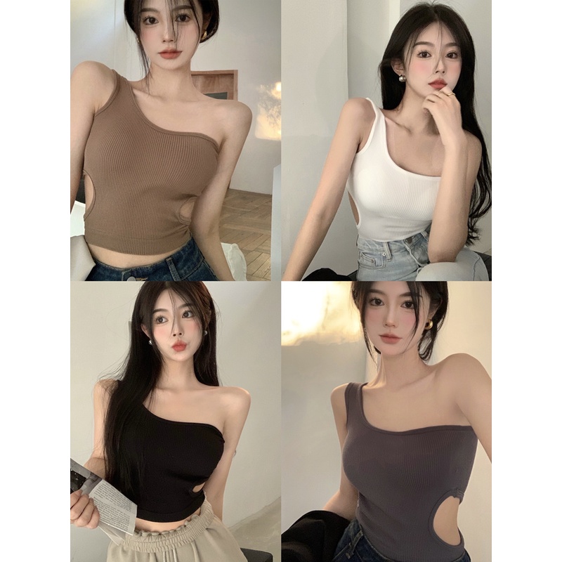 MyBra Pakaian Wanita Sebelah Bahu Tank Top Sexy Best Crop Top Fashion BR-040