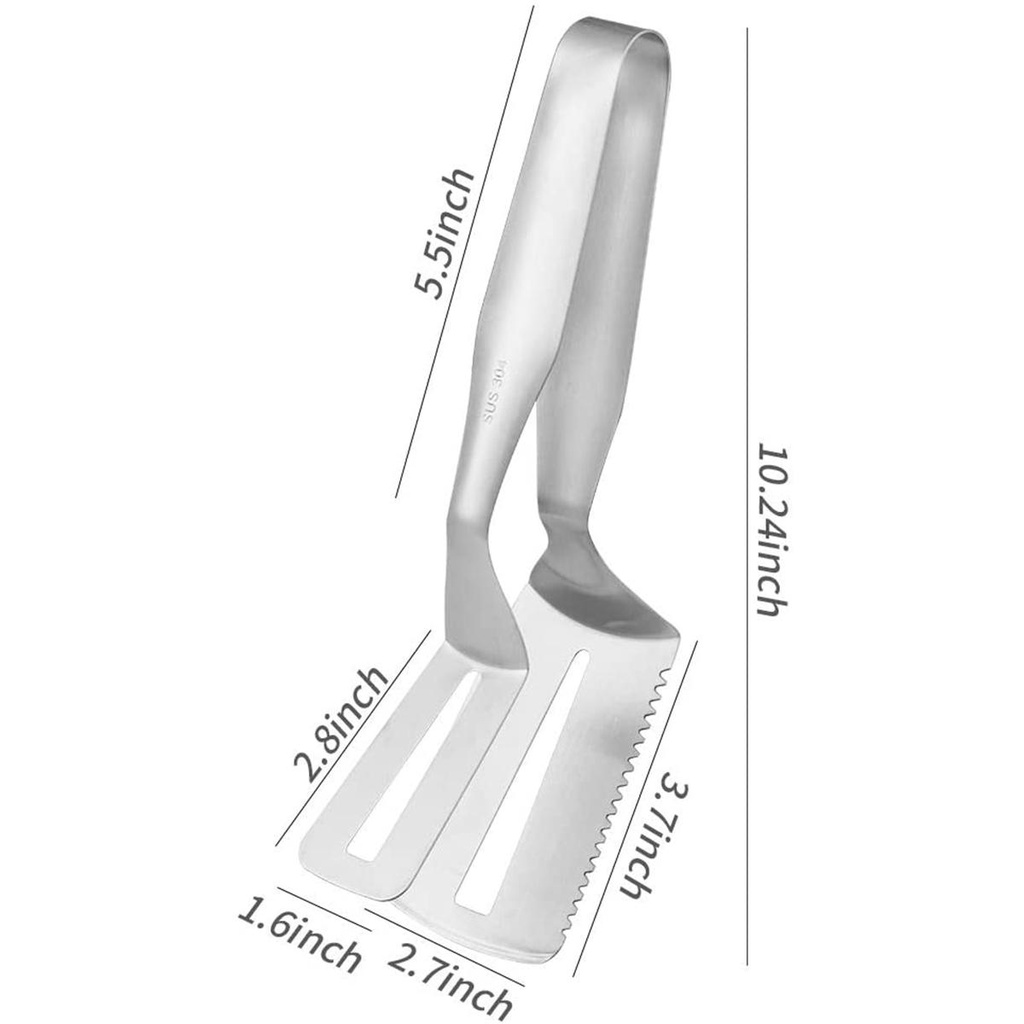 [Elegan] Penjepit Makanan Pancake Burger Masak Dapur Stainless Steel Flipping Spatula Capit Daging