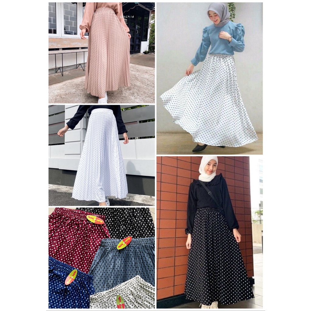 ROK PLISKET POLKADOT PREMIUM LIPATAN BESAR