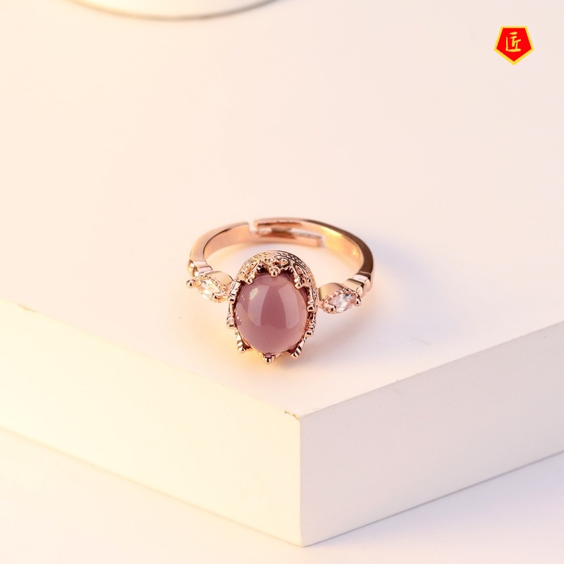 [Ready Stock]Fashion Creative 18K Rose Gold Inlaid Amethyst Ring