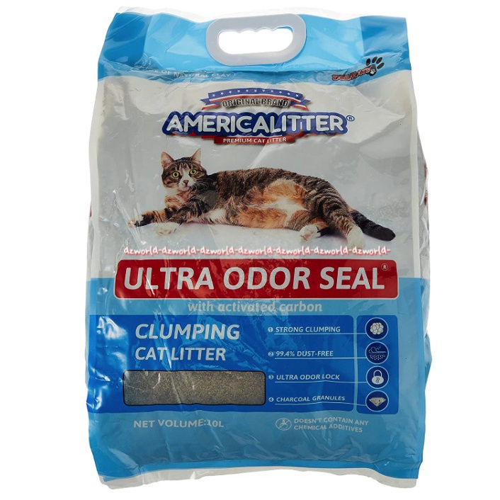 Americalitter Ultra Odor Seal Clumping Cat Litter 10L America Litter Pasir Kucing Untuk Bau Menyengat Muda Mengumpal 10 Litter