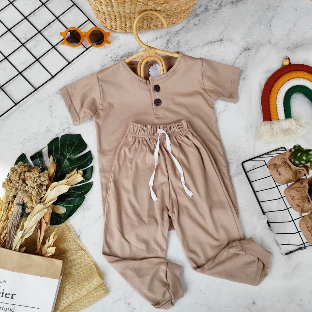Set Basic Anak/longpants basic / baju anak (coklat)