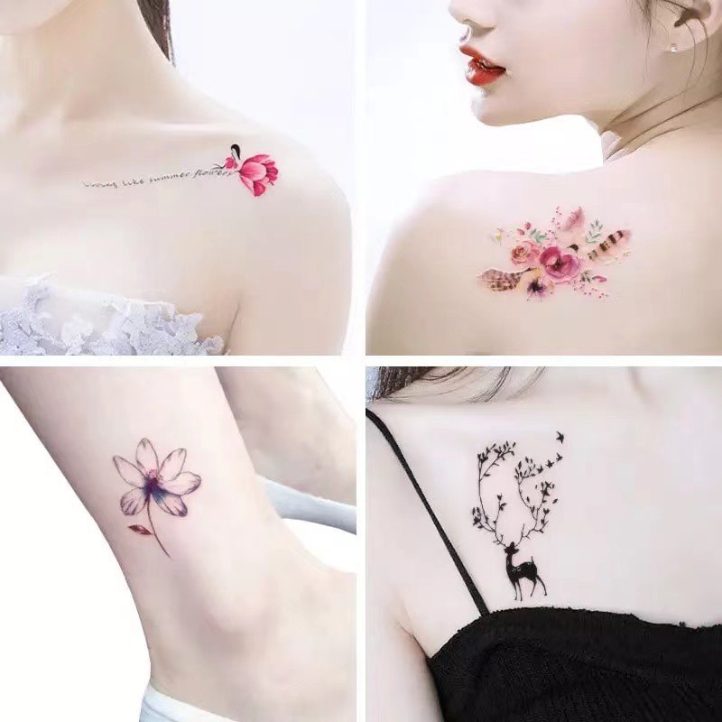 30pcs Temporary Tattoo Sticker Motif Tulisan Cartoon Small Fresh Waterproof Tattoo Stickers