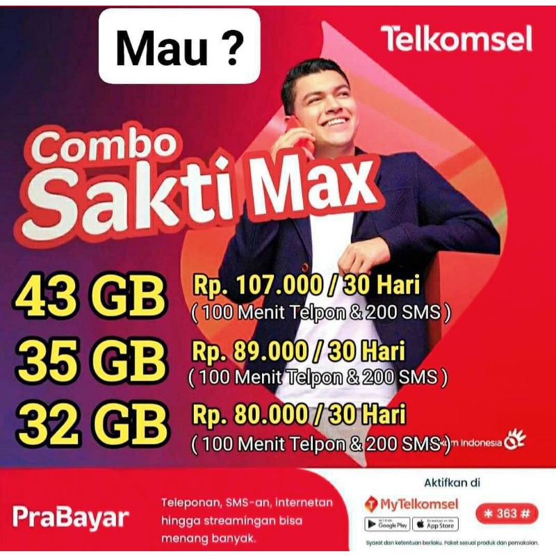 kartu sakti telkomsel 30/40gb bahn simpati