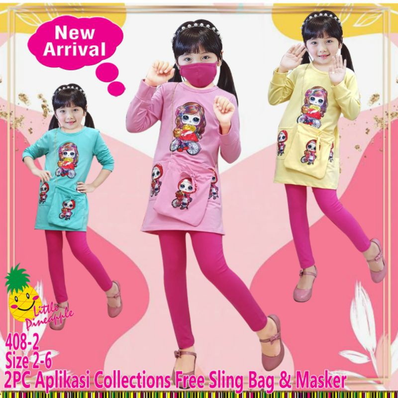 Setelan baju muslim anak size 2, 4, 6 & 8 little pineapple 408 2 LOL aplikasi