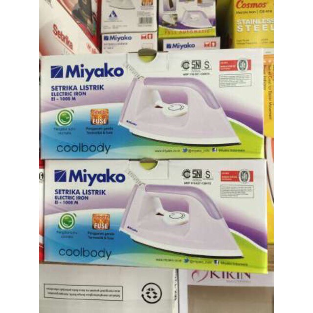 SETRIKA KERING LISTRIK MIYAKO EI 1008M TEFLON DRY IRON GOSOKAN TERMURAH LOW WATT ANTI LENGKET