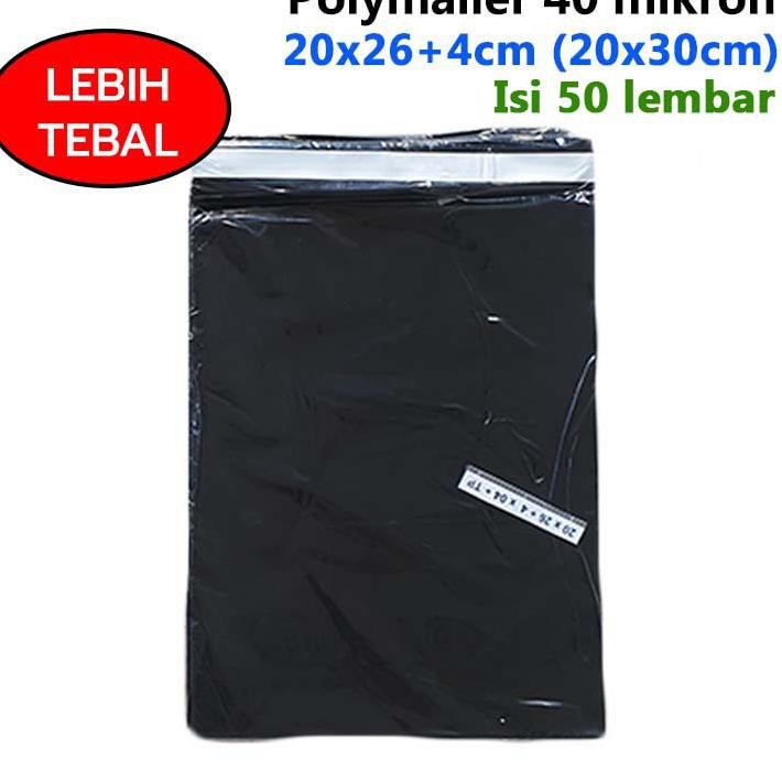 

TW8 50pcs Polymailer 20x30 cm TEBAL - Packing Olshop - Amplop Plastik Hitam - Kantong Kurir berperek