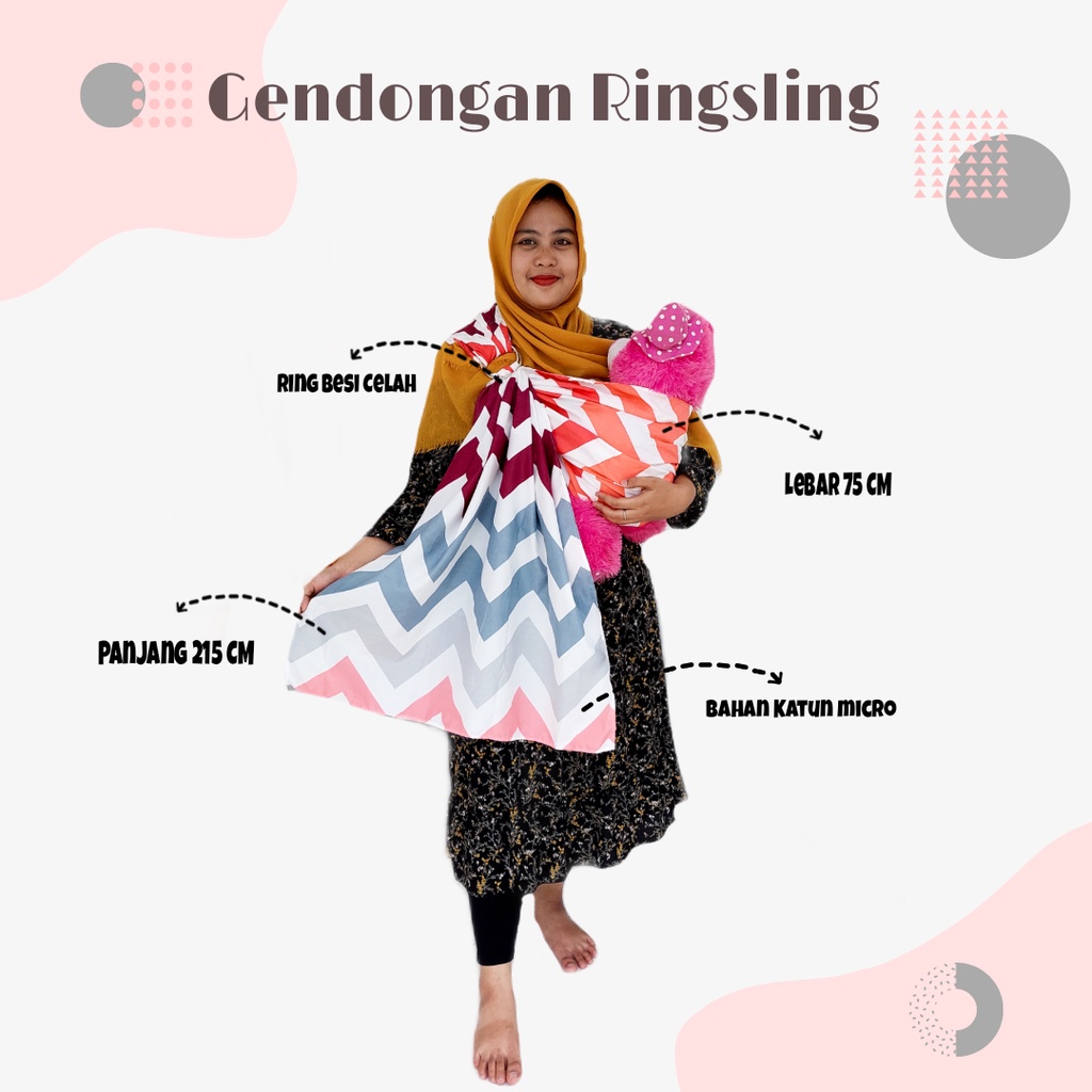 ringsling gendongan anak motif abstrak gendongan samping